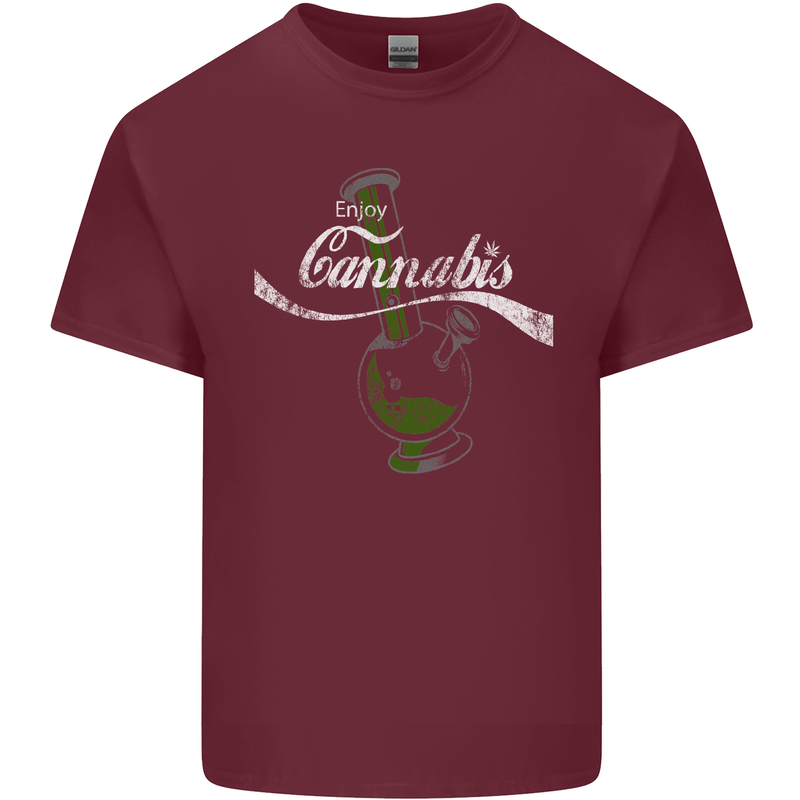 Enjoy Cannabis Funny Bong Weed Drugs Spliff Mens Cotton T-Shirt Tee Top Maroon