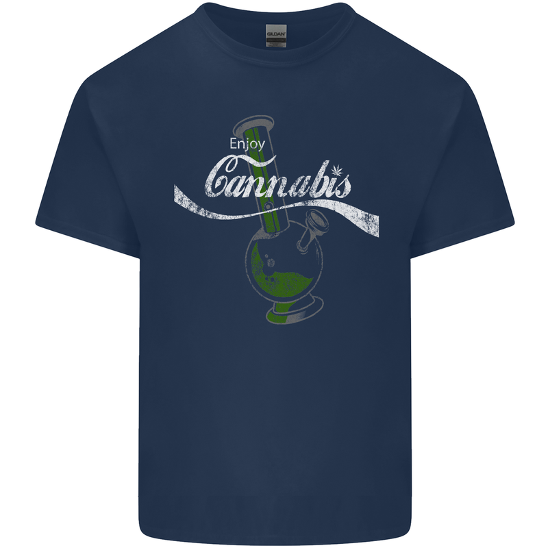 Enjoy Cannabis Funny Bong Weed Drugs Spliff Mens Cotton T-Shirt Tee Top Navy Blue