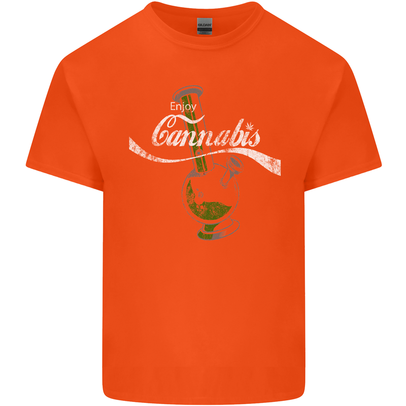 Enjoy Cannabis Funny Bong Weed Drugs Spliff Mens Cotton T-Shirt Tee Top Orange