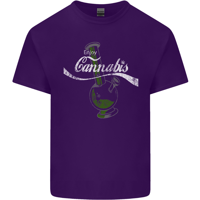 Enjoy Cannabis Funny Bong Weed Drugs Spliff Mens Cotton T-Shirt Tee Top Purple
