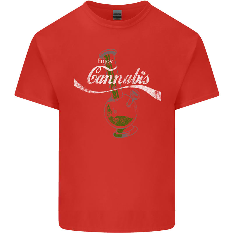 Enjoy Cannabis Funny Bong Weed Drugs Spliff Mens Cotton T-Shirt Tee Top Red