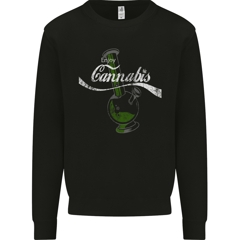Enjoy Cannabis Funny Bong Weed Drugs Spliff Mens Sweatshirt Jumper Black