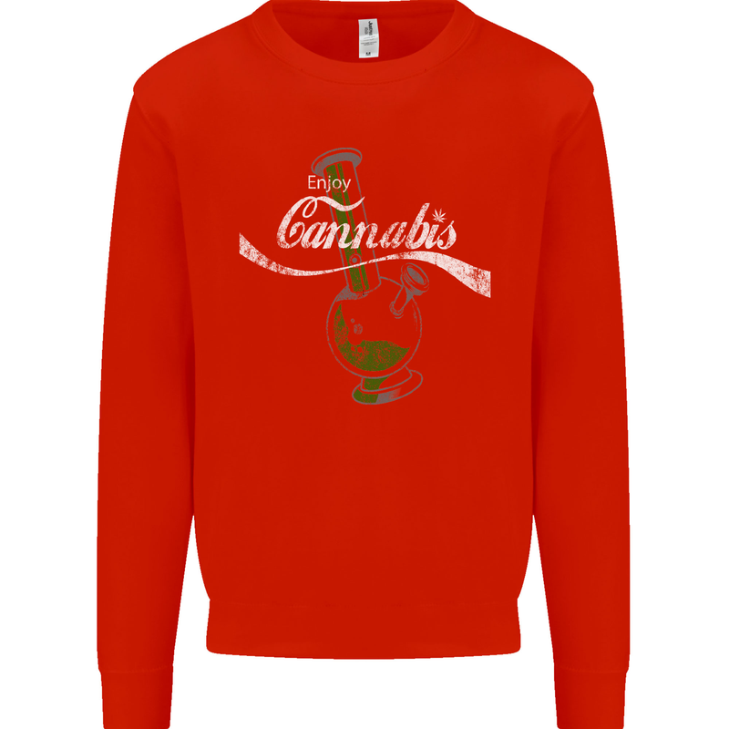 Enjoy Cannabis Funny Bong Weed Drugs Spliff Mens Sweatshirt Jumper Bright Red