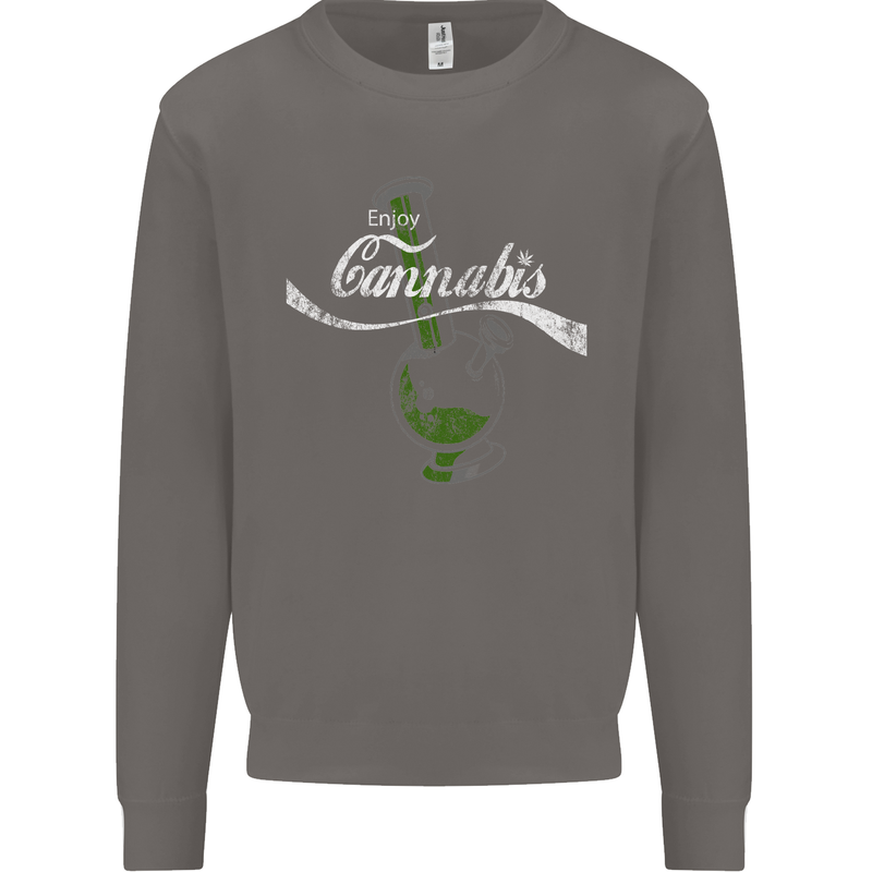 Enjoy Cannabis Funny Bong Weed Drugs Spliff Mens Sweatshirt Jumper Charcoal