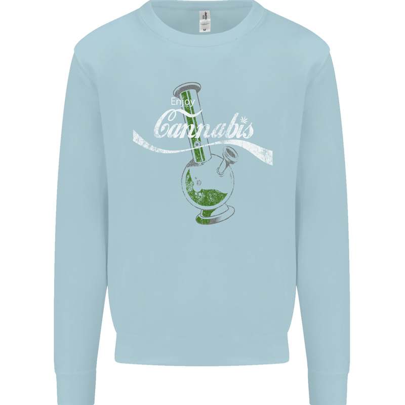 Enjoy Cannabis Funny Bong Weed Drugs Spliff Mens Sweatshirt Jumper Light Blue