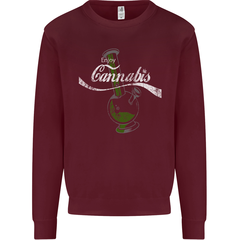 Enjoy Cannabis Funny Bong Weed Drugs Spliff Mens Sweatshirt Jumper Maroon