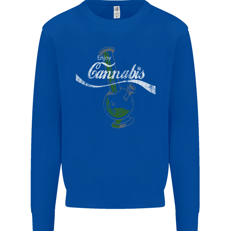 Enjoy Cannabis Funny Bong Weed Drugs Spliff Mens Sweatshirt Jumper Royal Blue