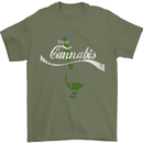Enjoy Cannabis Funny Bong Weed Drugs Spliff Mens T-Shirt Cotton Gildan Military Green