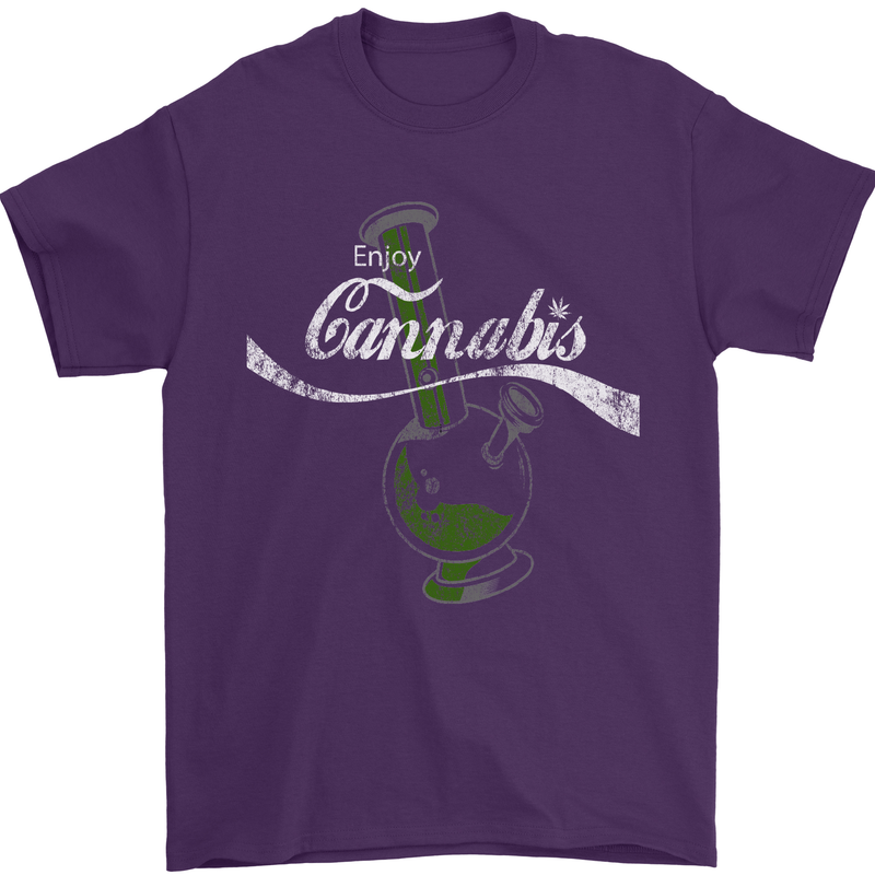 Enjoy Cannabis Funny Bong Weed Drugs Spliff Mens T-Shirt Cotton Gildan Purple