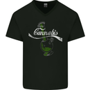 Enjoy Cannabis Funny Bong Weed Drugs Spliff Mens V-Neck Cotton T-Shirt Black
