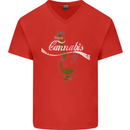 Enjoy Cannabis Funny Bong Weed Drugs Spliff Mens V-Neck Cotton T-Shirt Red