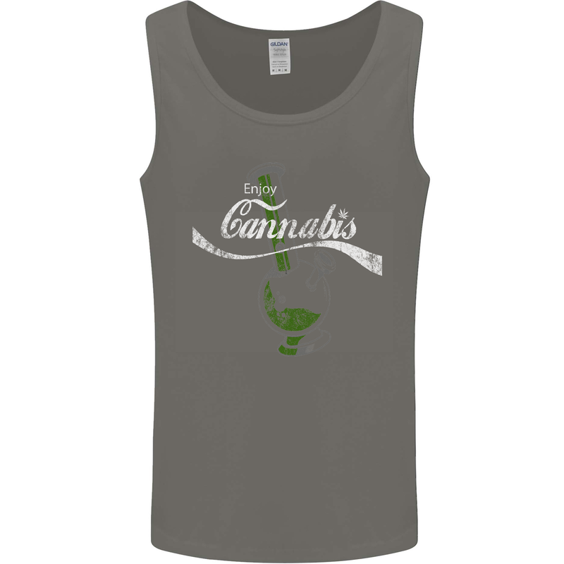Enjoy Cannabis Funny Bong Weed Drugs Spliff Mens Vest Tank Top Charcoal