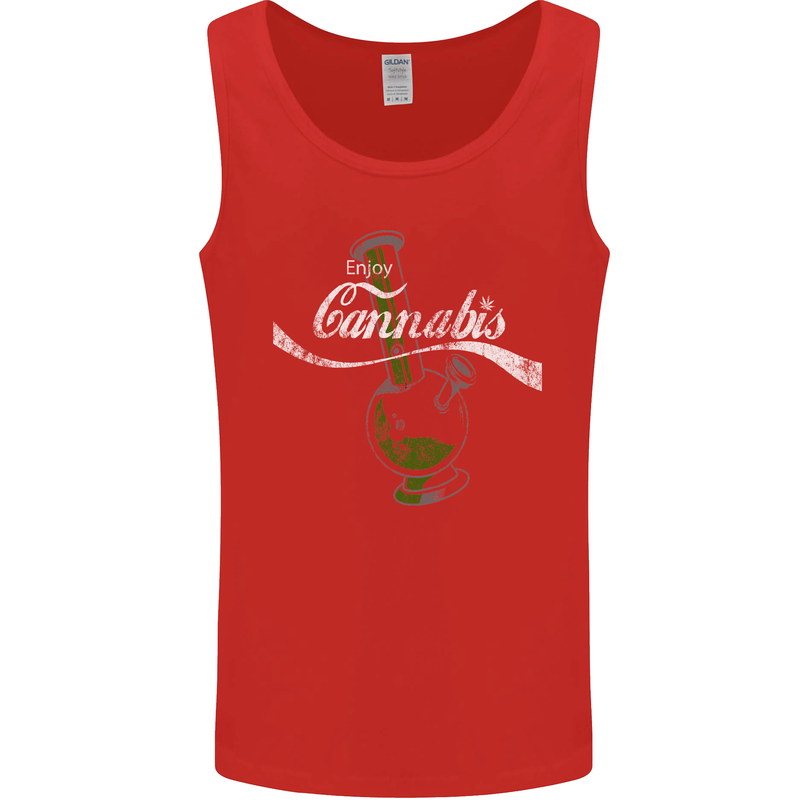 Enjoy Cannabis Funny Bong Weed Drugs Spliff Mens Vest Tank Top Red
