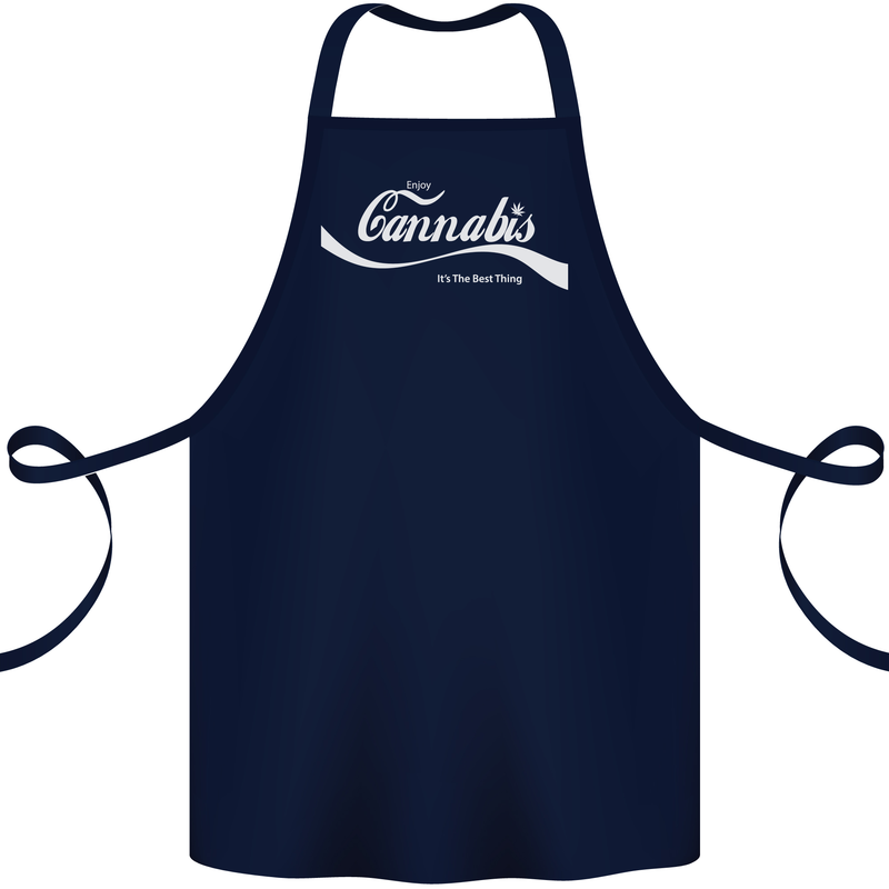 Enjoy Cannabis Funny Weed Drugs Spliff Bong Cotton Apron 100% Organic Navy Blue