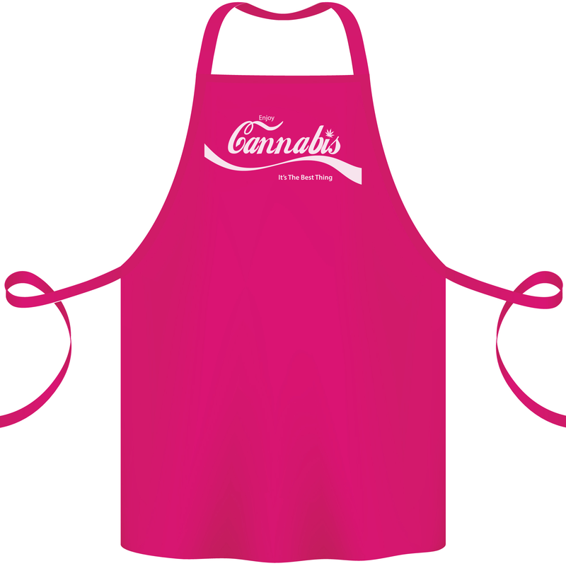 Enjoy Cannabis Funny Weed Drugs Spliff Bong Cotton Apron 100% Organic Pink