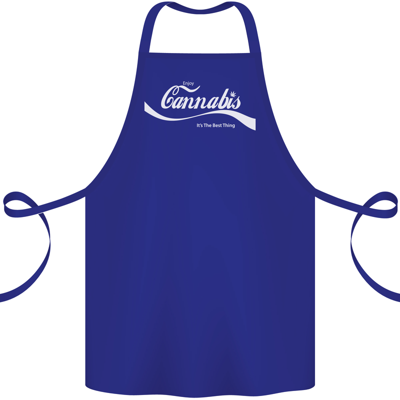Enjoy Cannabis Funny Weed Drugs Spliff Bong Cotton Apron 100% Organic Royal Blue