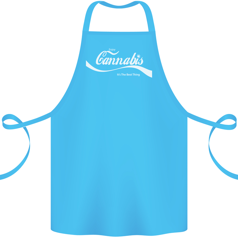 Enjoy Cannabis Funny Weed Drugs Spliff Bong Cotton Apron 100% Organic Turquoise