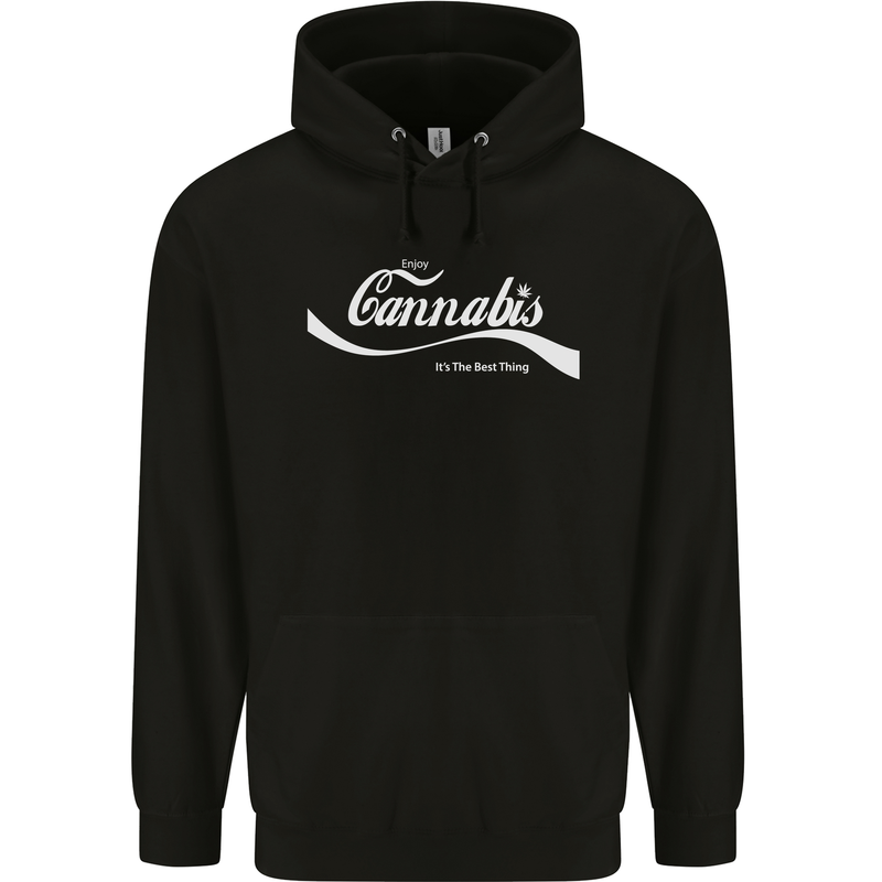 Enjoy Cannabis Funny Weed Drugs Spliff Bong Mens 80% Cotton Hoodie Black