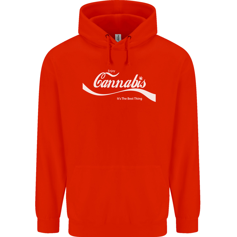 Enjoy Cannabis Funny Weed Drugs Spliff Bong Mens 80% Cotton Hoodie Bright Red