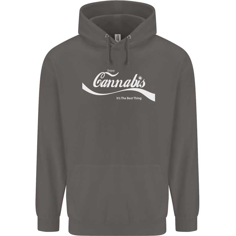 Enjoy Cannabis Funny Weed Drugs Spliff Bong Mens 80% Cotton Hoodie Charcoal