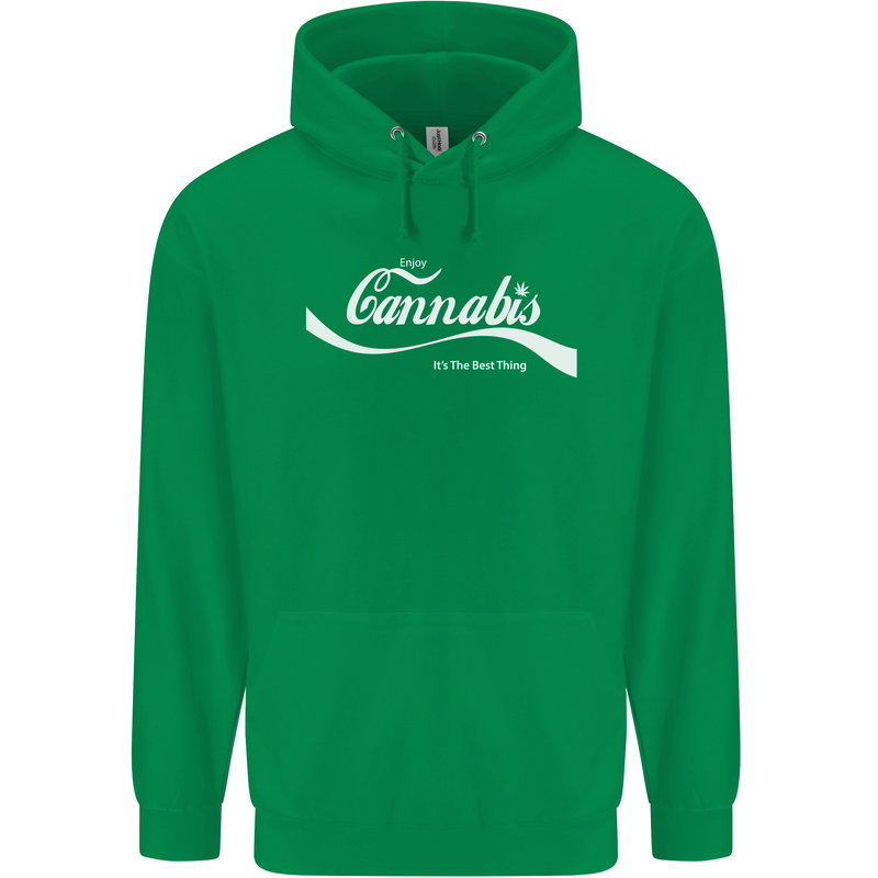 Enjoy Cannabis Funny Weed Drugs Spliff Bong Mens 80% Cotton Hoodie Irish Green