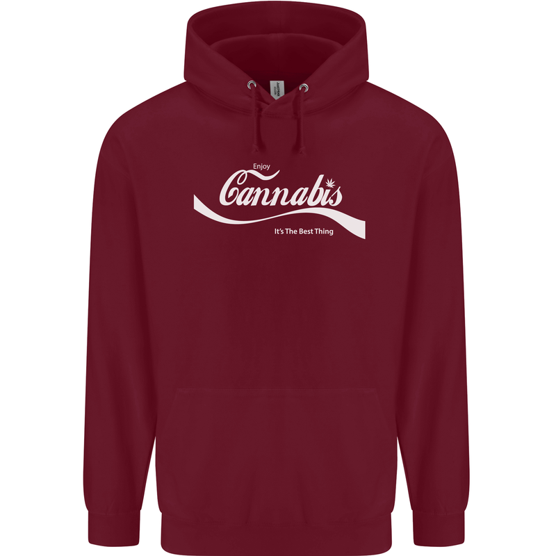 Enjoy Cannabis Funny Weed Drugs Spliff Bong Mens 80% Cotton Hoodie Maroon