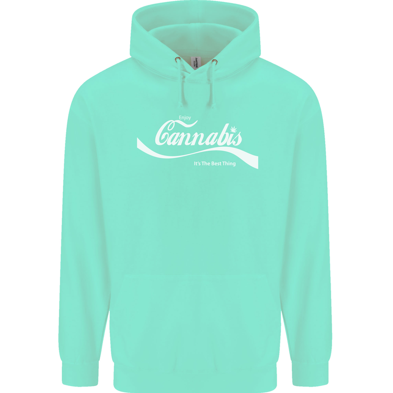 Enjoy Cannabis Funny Weed Drugs Spliff Bong Mens 80% Cotton Hoodie Peppermint