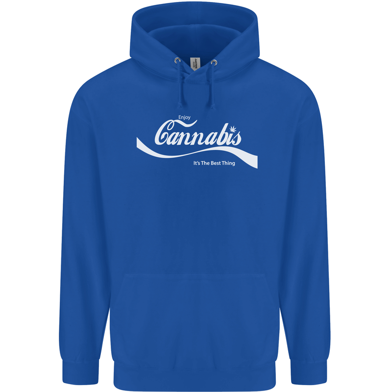 Enjoy Cannabis Funny Weed Drugs Spliff Bong Mens 80% Cotton Hoodie Royal Blue