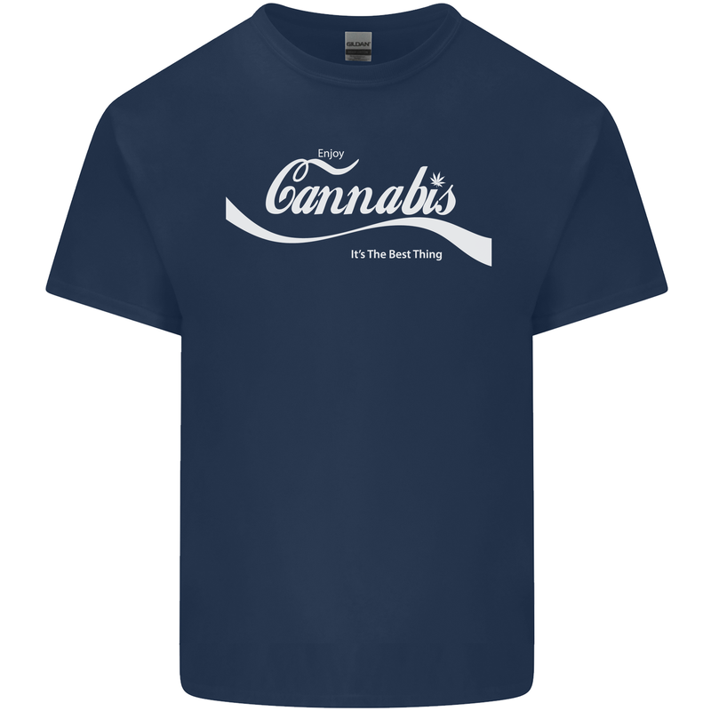 Enjoy Cannabis Funny Weed Drugs Spliff Bong Mens Cotton T-Shirt Tee Top Navy Blue