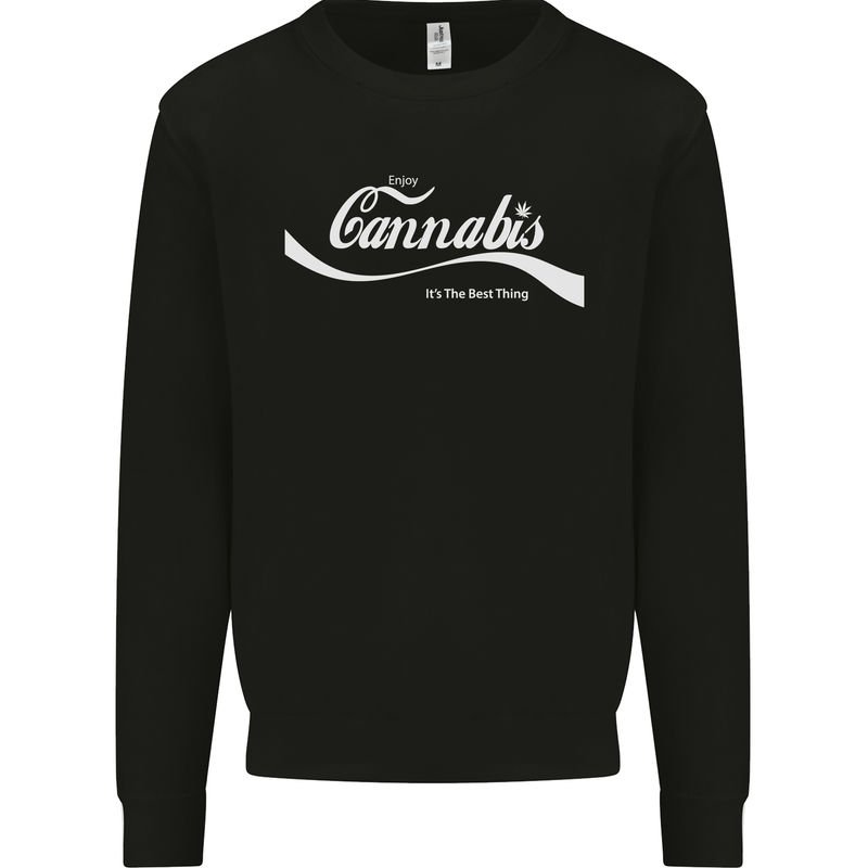 Enjoy Cannabis Funny Weed Drugs Spliff Bong Mens Sweatshirt Jumper Black