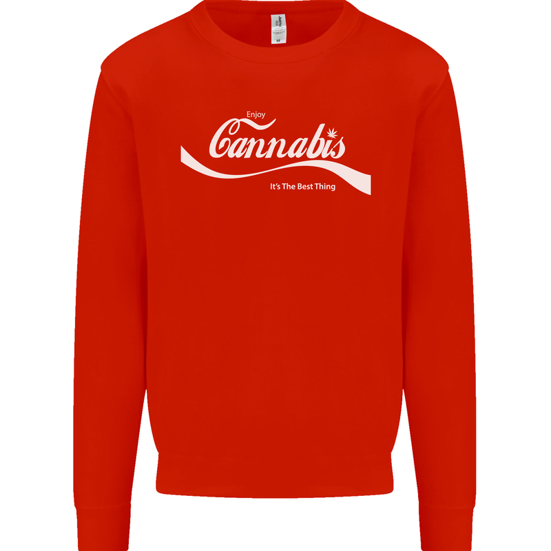 Enjoy Cannabis Funny Weed Drugs Spliff Bong Mens Sweatshirt Jumper Bright Red