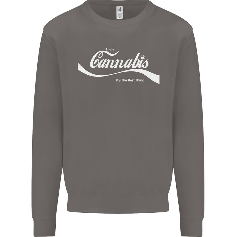 Enjoy Cannabis Funny Weed Drugs Spliff Bong Mens Sweatshirt Jumper Charcoal