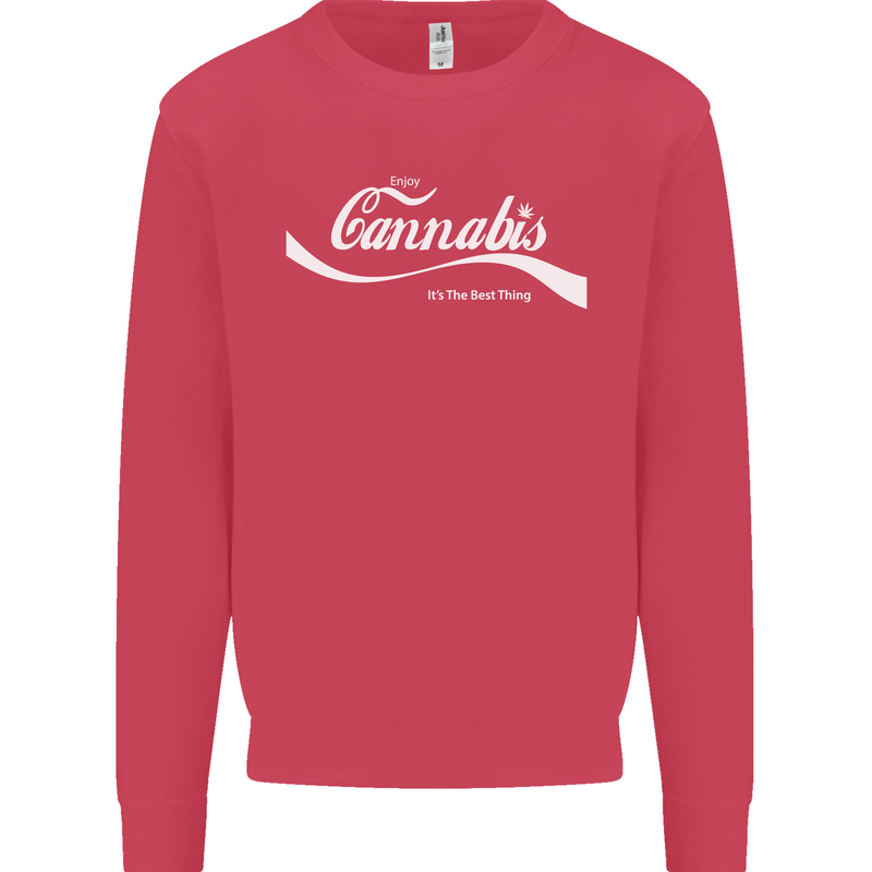 Enjoy Cannabis Funny Weed Drugs Spliff Bong Mens Sweatshirt Jumper Heliconia