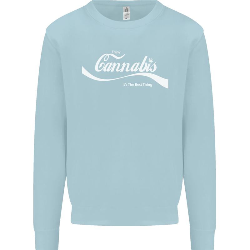 Enjoy Cannabis Funny Weed Drugs Spliff Bong Mens Sweatshirt Jumper Light Blue