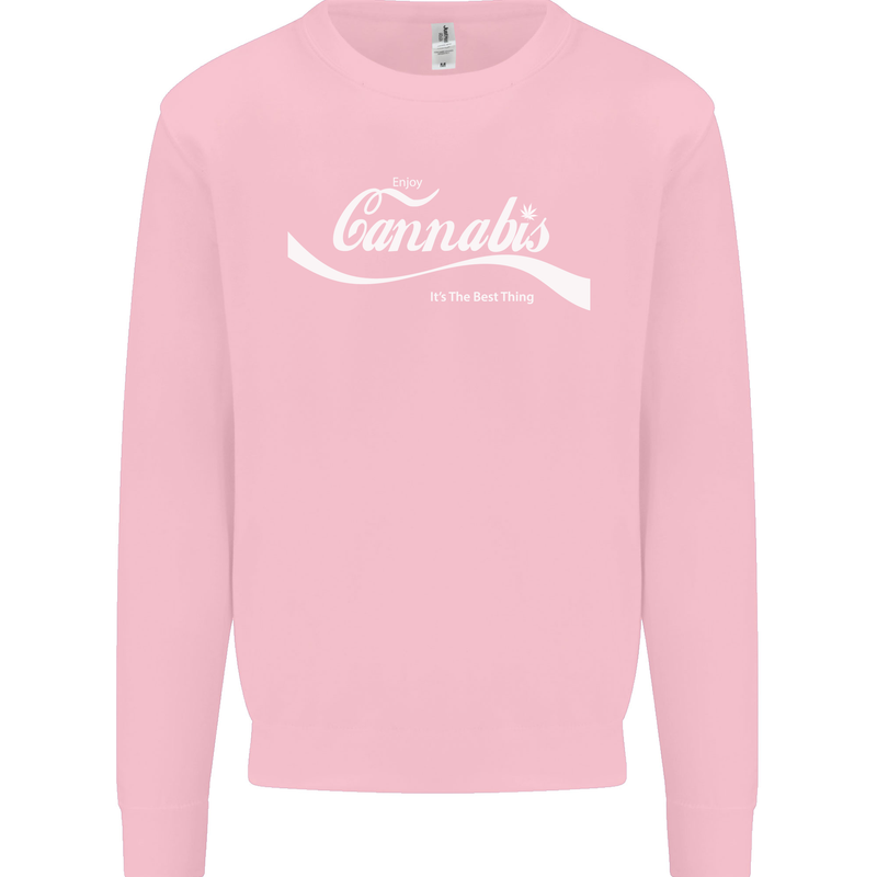 Enjoy Cannabis Funny Weed Drugs Spliff Bong Mens Sweatshirt Jumper Light Pink