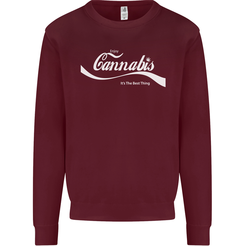 Enjoy Cannabis Funny Weed Drugs Spliff Bong Mens Sweatshirt Jumper Maroon