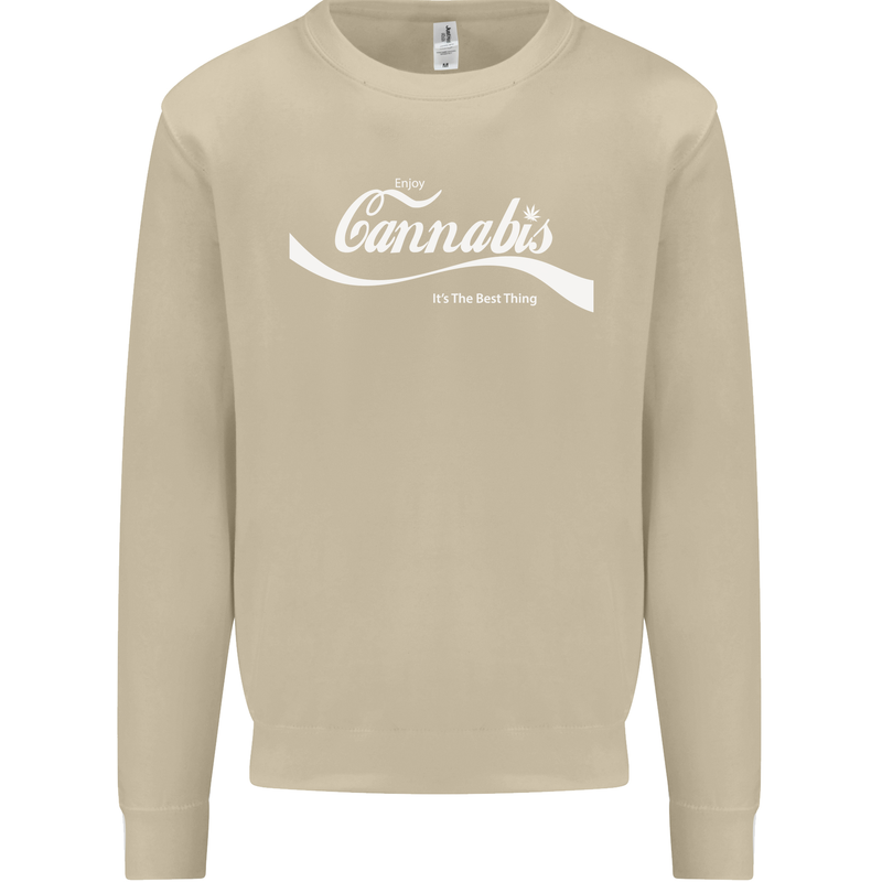 Enjoy Cannabis Funny Weed Drugs Spliff Bong Mens Sweatshirt Jumper Sand