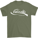 Enjoy Cannabis Funny Weed Drugs Spliff Bong Mens T-Shirt Cotton Gildan Military Green