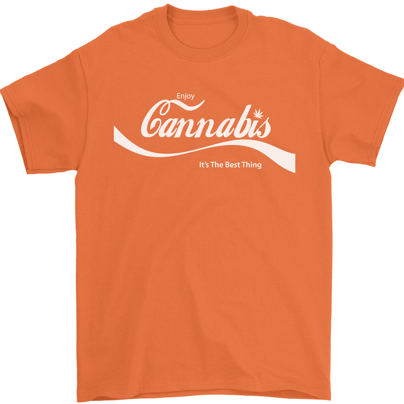 Enjoy Cannabis Funny Weed Drugs Spliff Bong Mens T-Shirt Cotton Gildan Orange