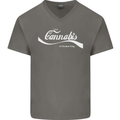 Enjoy Cannabis Funny Weed Drugs Spliff Bong Mens V-Neck Cotton T-Shirt Charcoal