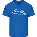 Enjoy Cannabis Funny Weed Drugs Spliff Bong Mens V-Neck Cotton T-Shirt Royal Blue