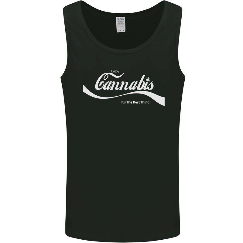 Enjoy Cannabis Funny Weed Drugs Spliff Bong Mens Vest Tank Top Black