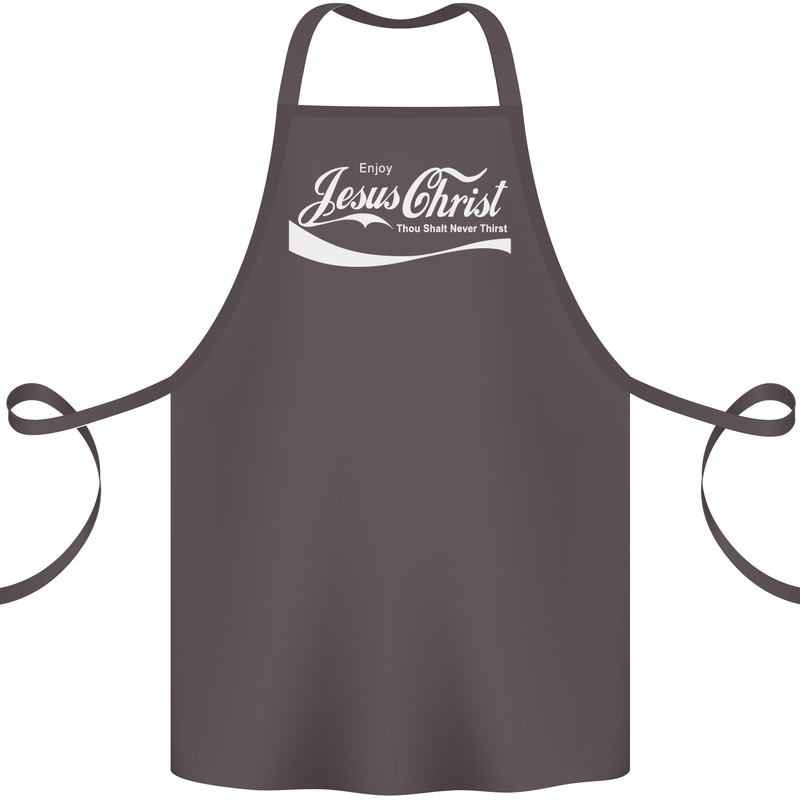 Enjoy Jesus Christ Funny Chiristian Cotton Apron 100% Organic Dark Grey