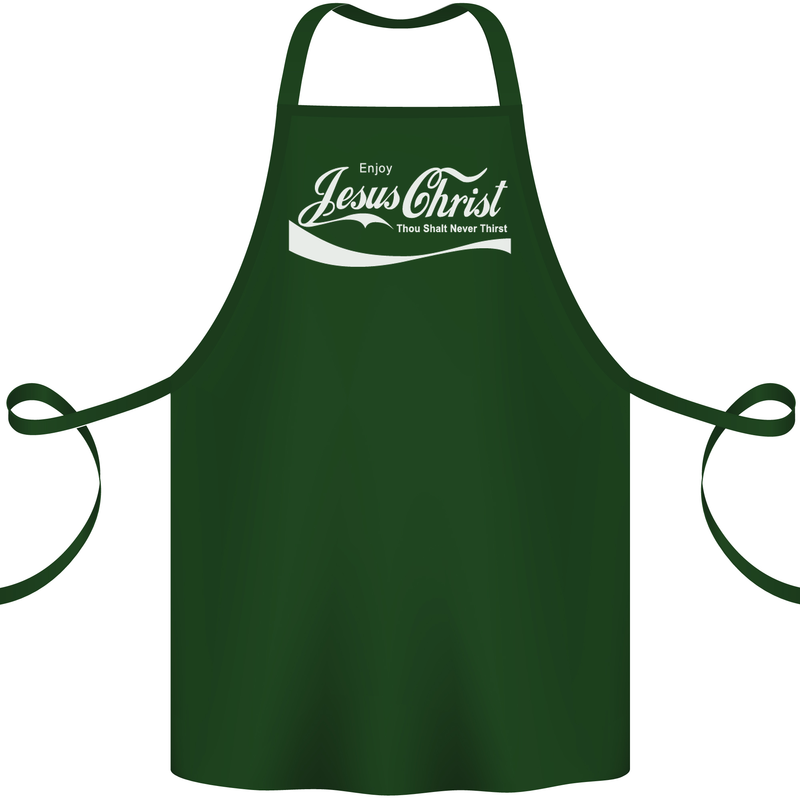 Enjoy Jesus Christ Funny Chiristian Cotton Apron 100% Organic Forest Green