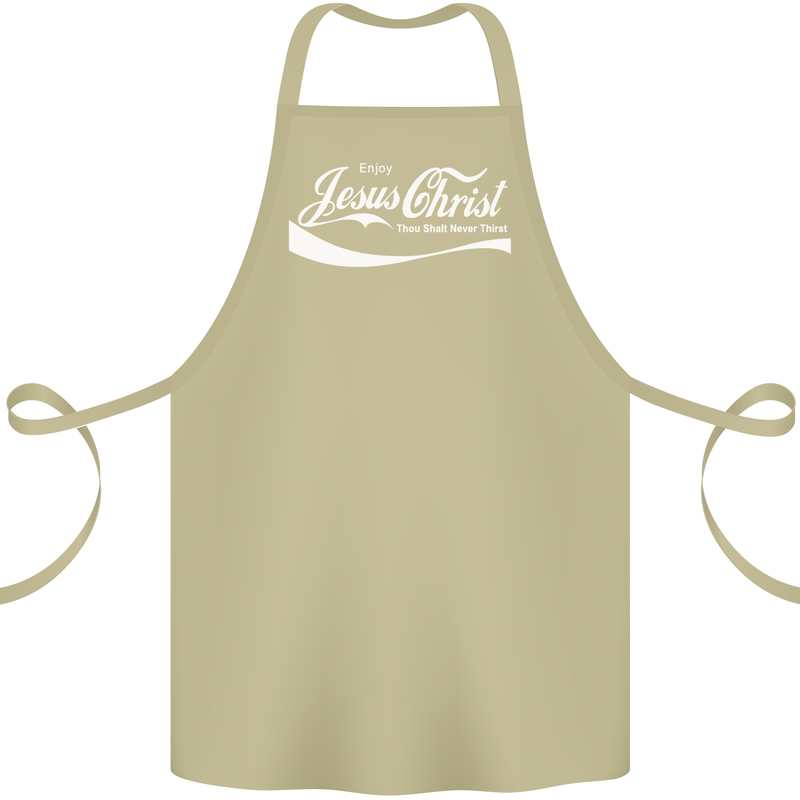 Enjoy Jesus Christ Funny Chiristian Cotton Apron 100% Organic Khaki