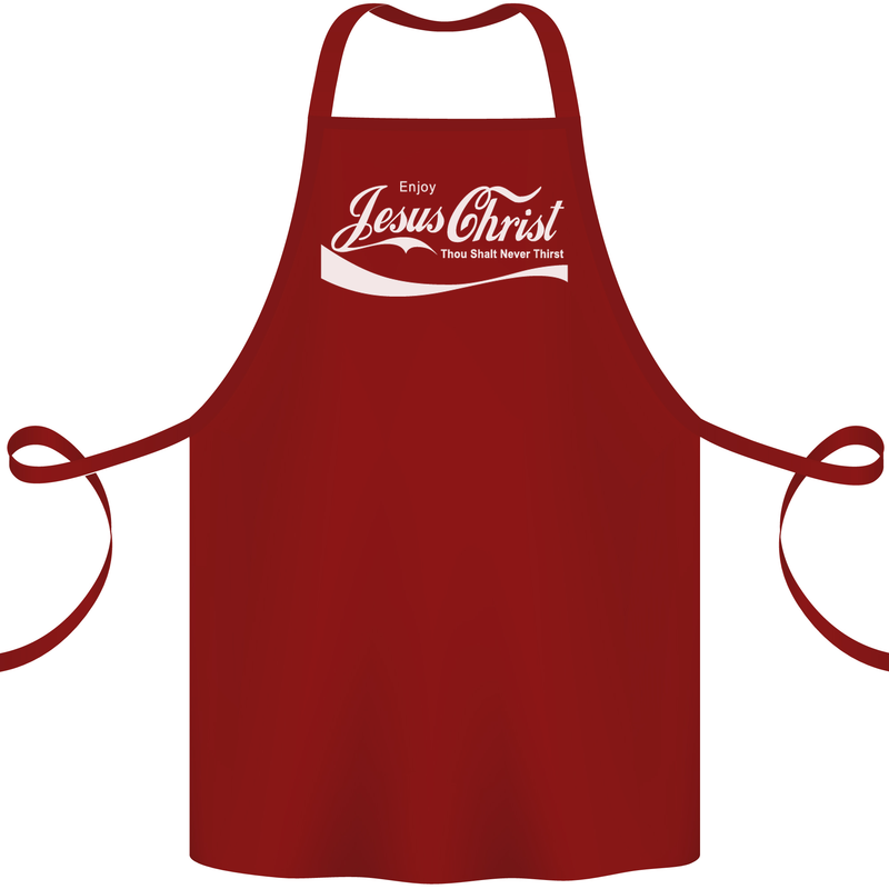 Enjoy Jesus Christ Funny Chiristian Cotton Apron 100% Organic Maroon