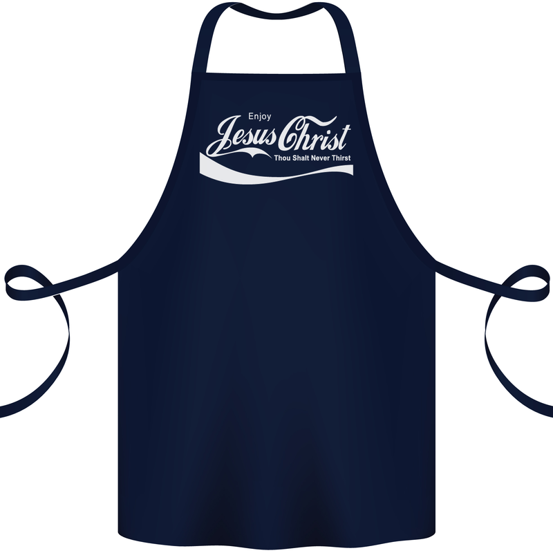 Enjoy Jesus Christ Funny Chiristian Cotton Apron 100% Organic Navy Blue