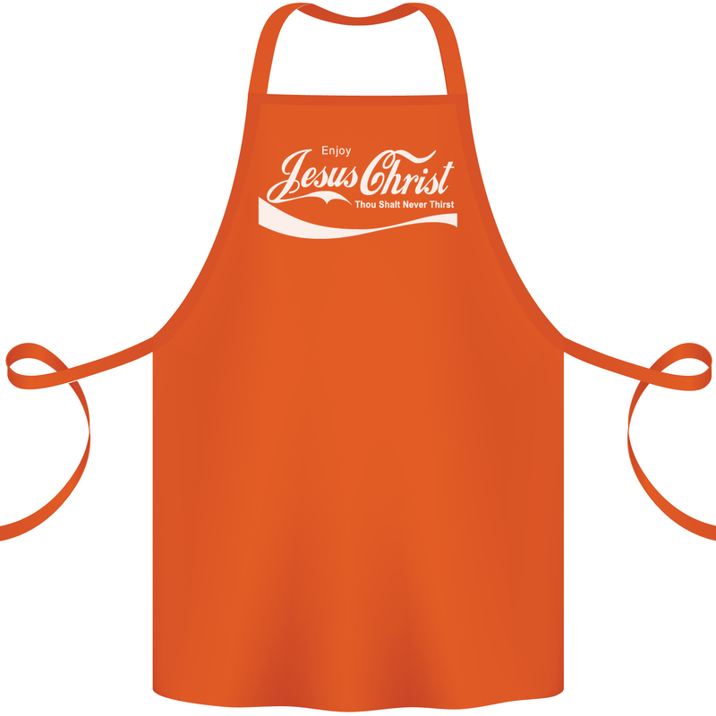 Enjoy Jesus Christ Funny Chiristian Cotton Apron 100% Organic Orange