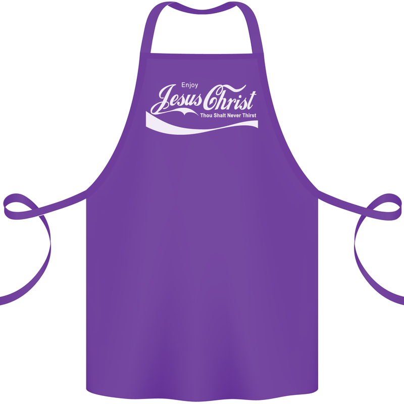 Enjoy Jesus Christ Funny Chiristian Cotton Apron 100% Organic Purple