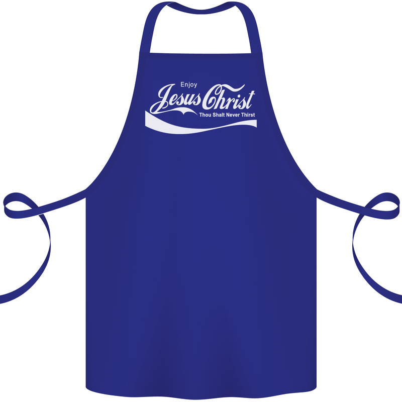 Enjoy Jesus Christ Funny Chiristian Cotton Apron 100% Organic Royal Blue
